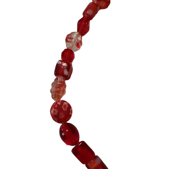 Millefiori Red Glass & Water Pearls Beaded Necklace and Bracelet Set Little Girl - Picture 4 of 5